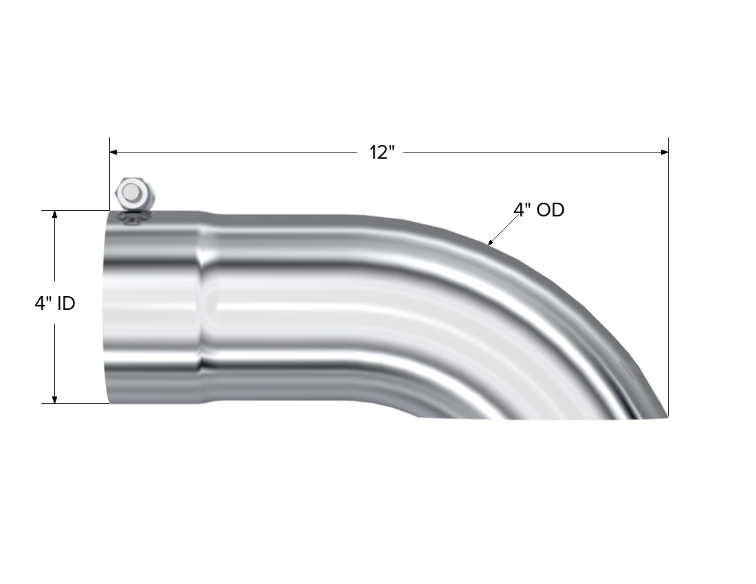 Exhaust Tail Pipe Tip 4 Inch O.D. Turn Down 4 Inch Inlet 12 Inch Length T304 Stainless Steel MBRP-1