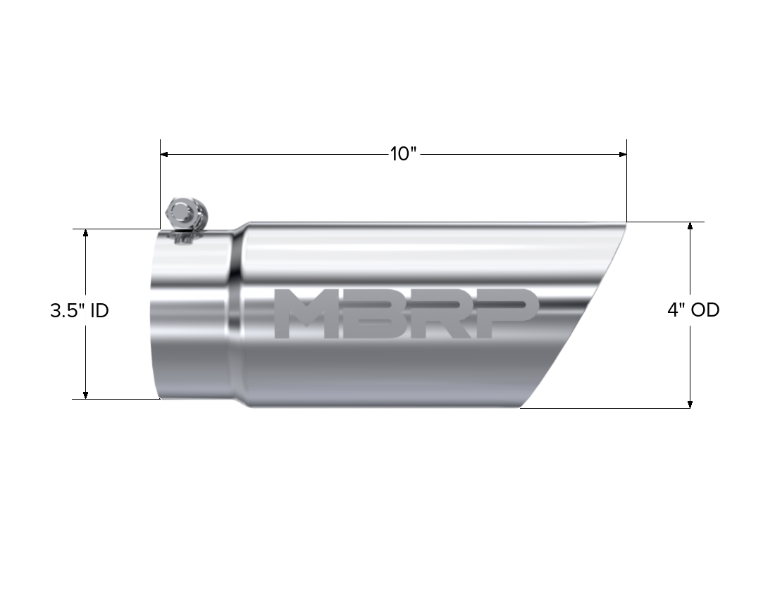 Exhaust Tip 4 Inch O.D. Dual Wall Angled 3 1/2 Inch Inlet 10 Inch Length T304 Stainless Steel MBRP-1