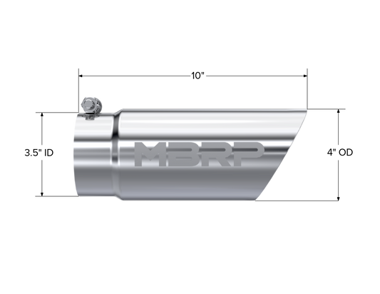 Exhaust Tip 4 Inch O.D. Dual Wall Angled 3 1/2 Inch Inlet 10 Inch Length T304 Stainless Steel MBRP-1
