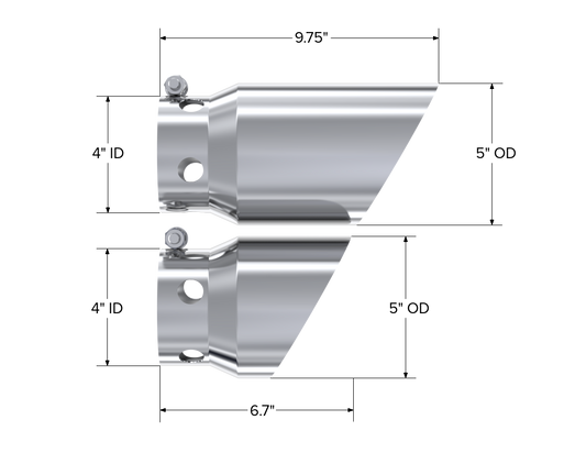 4 Inch Inlet 5 Inch Tip Cover Set-6 3/4 Inch And 9 3/4 Inch Length T304 Stainless Steel MBRP-1
