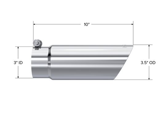 Exhaust Tip 3 1/2 Inch O.D. Dual Wall Angled End 3 Inch Inlet 10 Inch Length MBRP-1