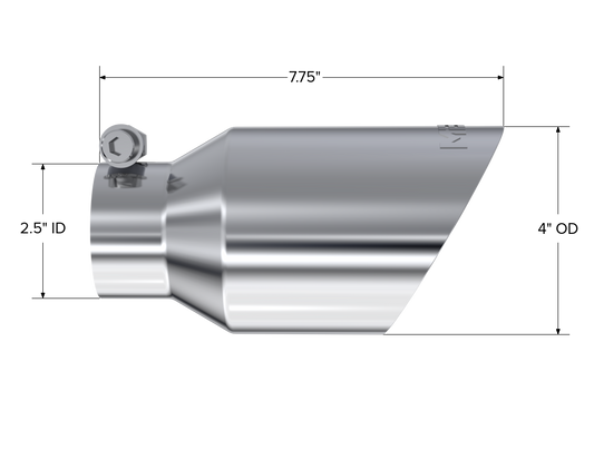 Exhaust Tip 4 Inch O.D. Dual Wall Angled Fits Aluminized Steel 2 1/2 Inch Systems MBRP-1