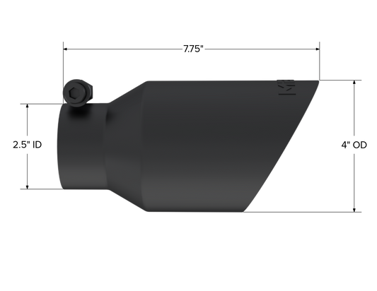 Exhaust Tip 4 Inch O.D. Dual Wall Angled Black Fits Aluminized Steel 2 1/2 Inch Systems MBRP-1