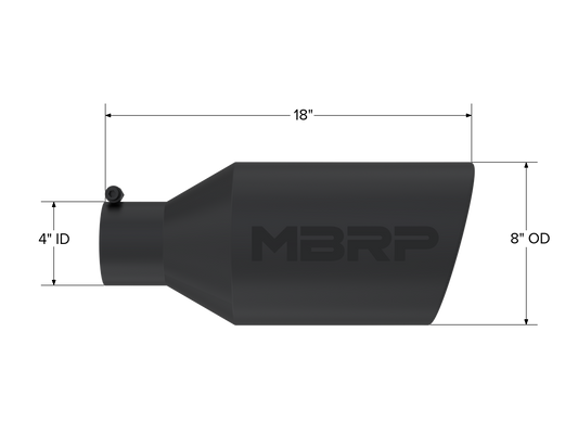 Exhaust Tip 8 Inch O.D. Rolled End 4 Inch Inlet 18 Inch Length MBRP-1