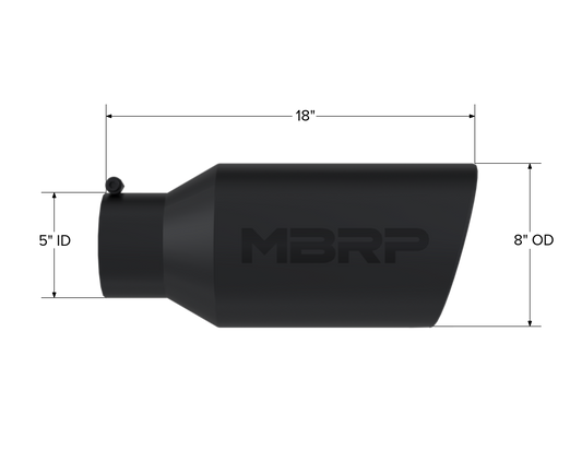 Exhaust Tip 8 Inch O.D. Rolled End 5 Inch Inlet 18 Inch Length Black MBRP-1