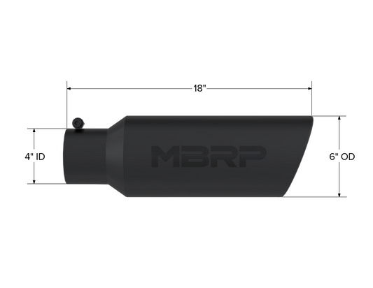 Exhaust Tip 6 Inch O.D. Rolled End 4 Inch Inlet 18 Inch Length MBRP-1