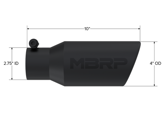 Exhaust Tip 4 Inch O.D. Angled Rolled End 2 3/4 Inch Inlet 10 Inch Length MBRP-1