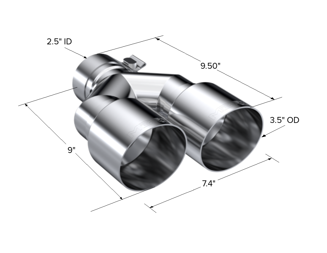 T304 Stainless Steel Tip 2.5 Inch ID Dual 3.5 Inch OD Out 9.5 Inch Length Dual Wall MBRP-2