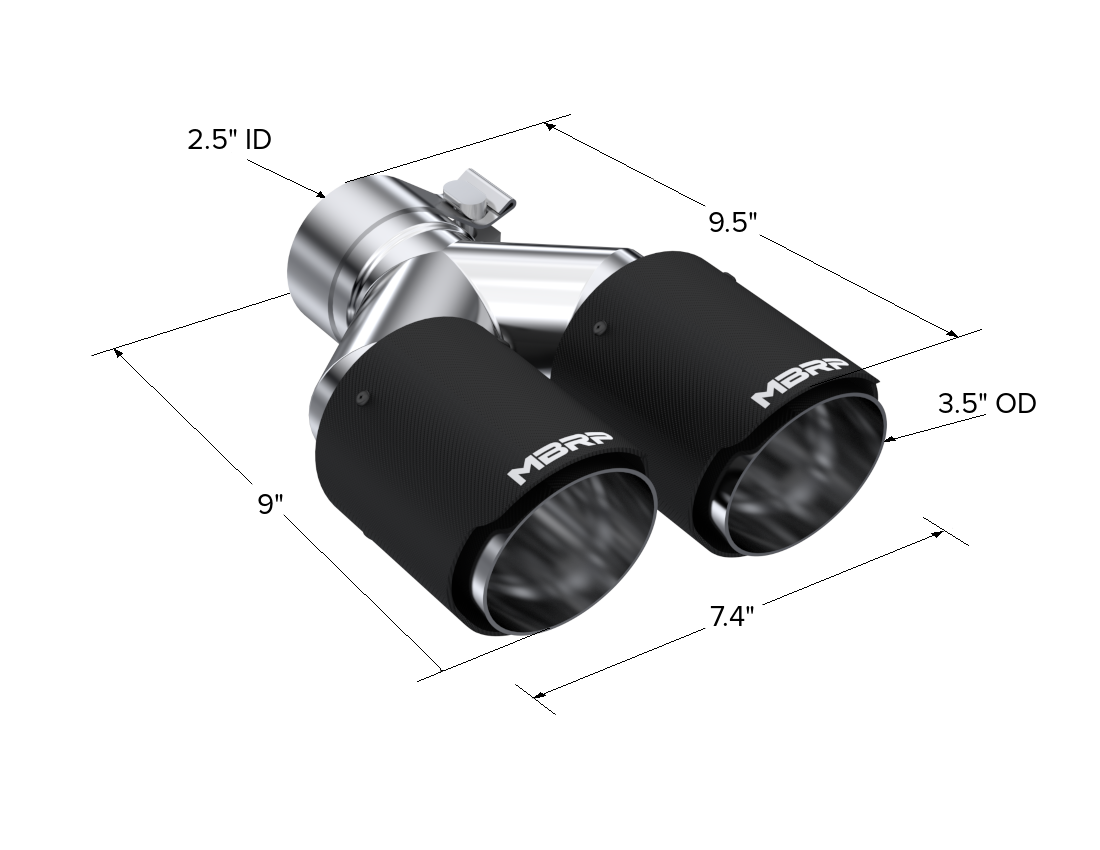 Carbon Fiber Tip Pro Series 2.5 Inch ID Dual 3.5 Inch OD Out 9.45 Length Dual Wall MBRP-2