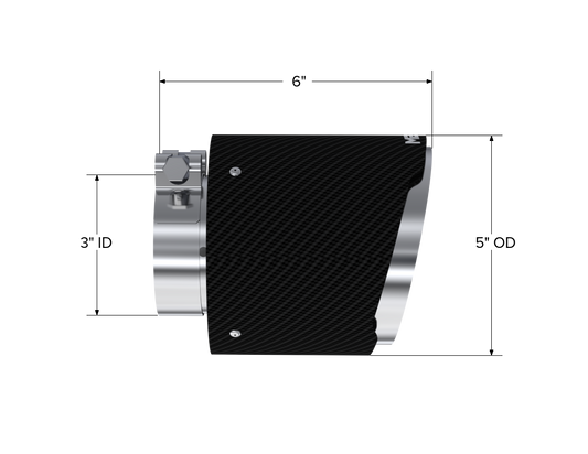 Carbon Fiber Tip 3 inch ID 5 inch OD Out 6.13 inch Length Angle Cut Dual Wall MBRP-1