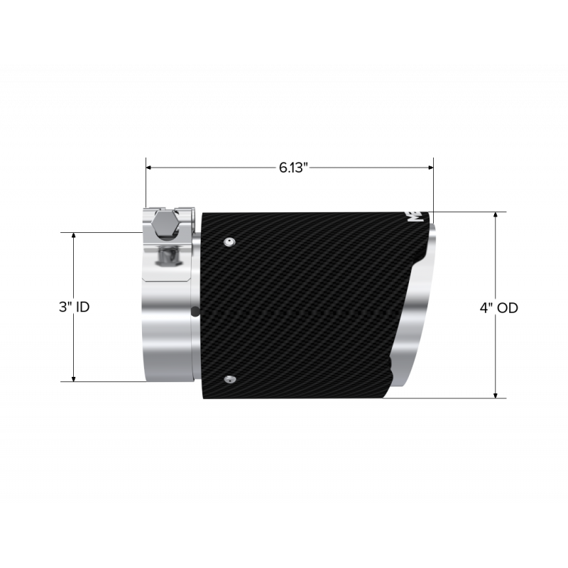 Exhaust Tip 3 Inch ID 4 Inch OD Out 6.13 Inch Length Angle Cut Dual Wall Carbon Fiber and Stainless Steel MBRP-1