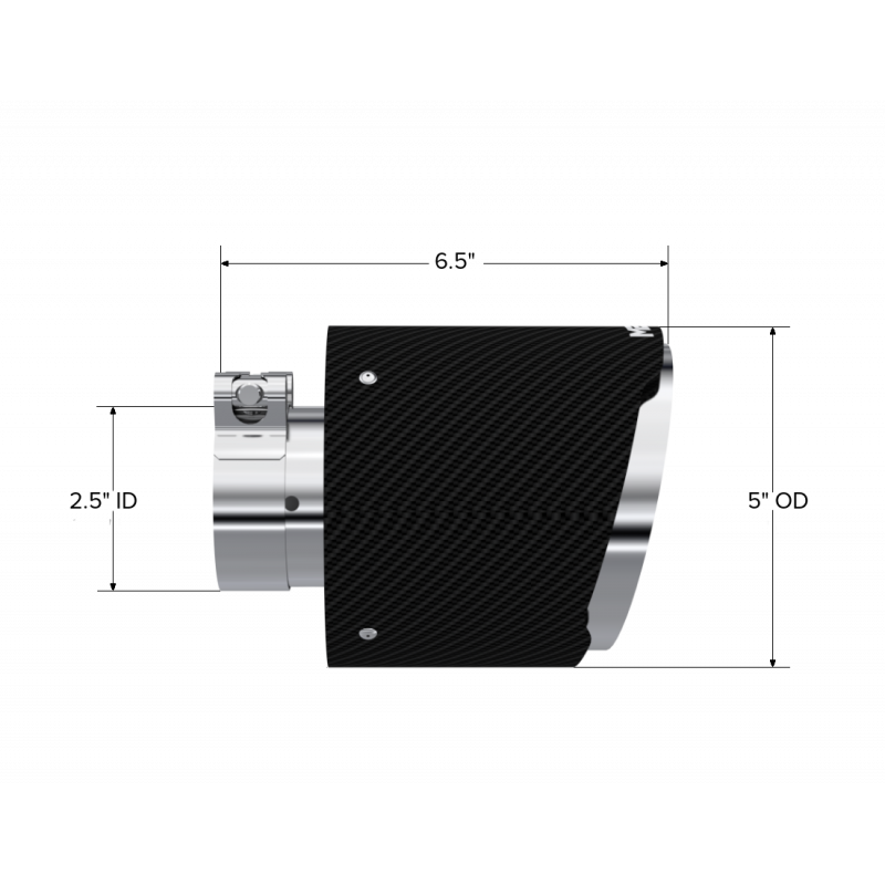 Exhaust Tip 2.5 Inch ID 5 Inch OD Out 6.5 Inch Length Angle Cut Dual Wall Carbon Fiber and Stainless Steel MBRP-1
