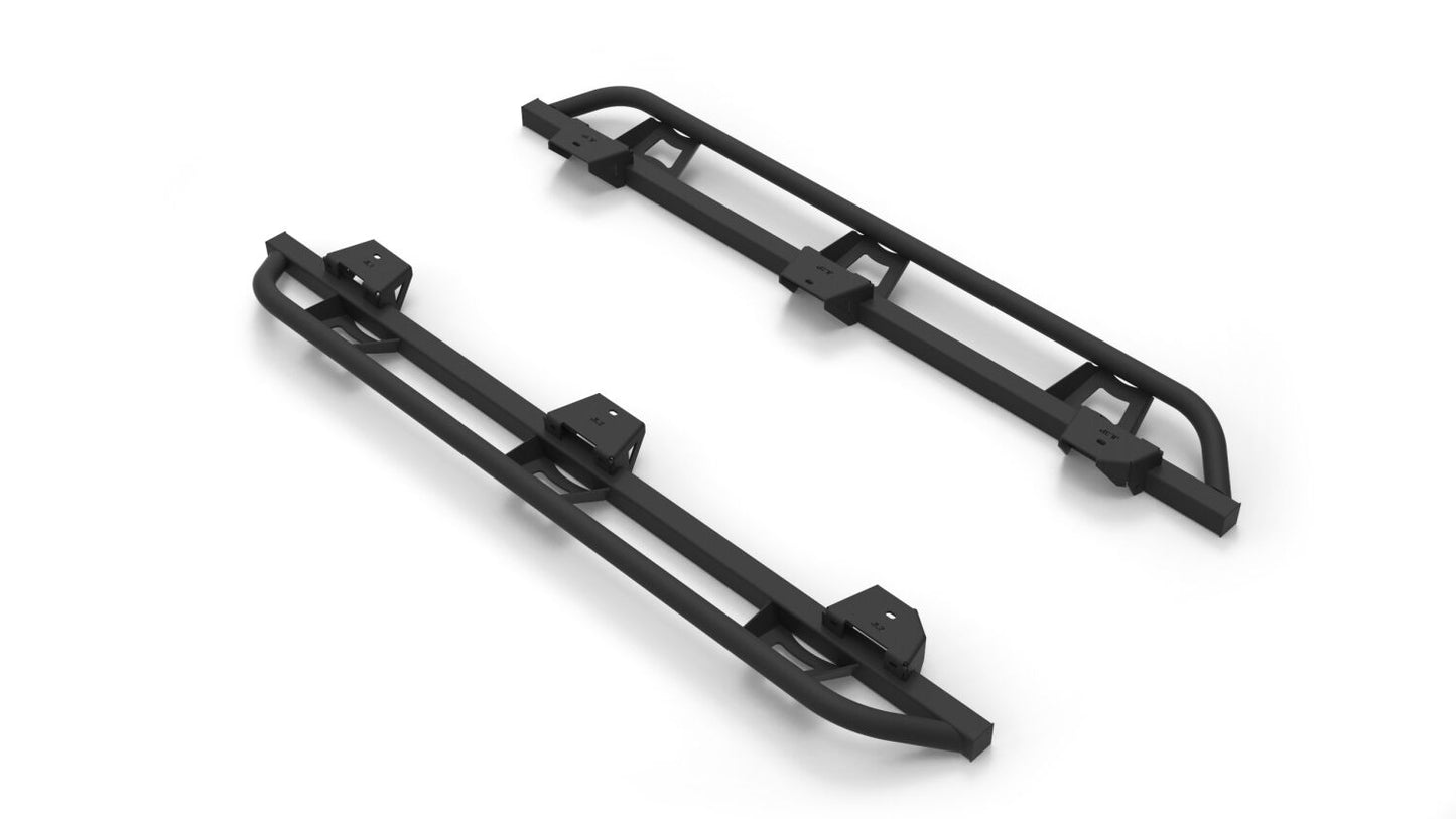 TrailSlider Step System Cab Length (2 Steps per Side) 2007-2018 Jeep Wrangler JK 4-Door Textured Black NFab-4