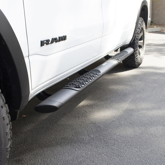V3 Series Aluminum 5 Inch Elipse Side Steps with Mounting Brackets Textured Black 2007-2021 Toyota Tundra Crew Cab Go Rhino-1