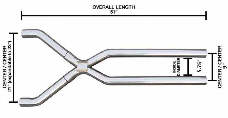 X-Pipe Kit Intermediate Pipe 3 in Tunnel Crossover Hardware Incl Natural 409 Stainless Steel Pypes Performance Exhaust-1