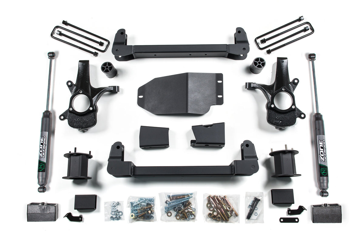 07-13 Chevrolet Silverado 1500 - GMC Sierra 1500 2WD 4.5 Inch Suspension Lift Kit, 3 Inch Rear Lift, Nitro Shocks Zone Offroad