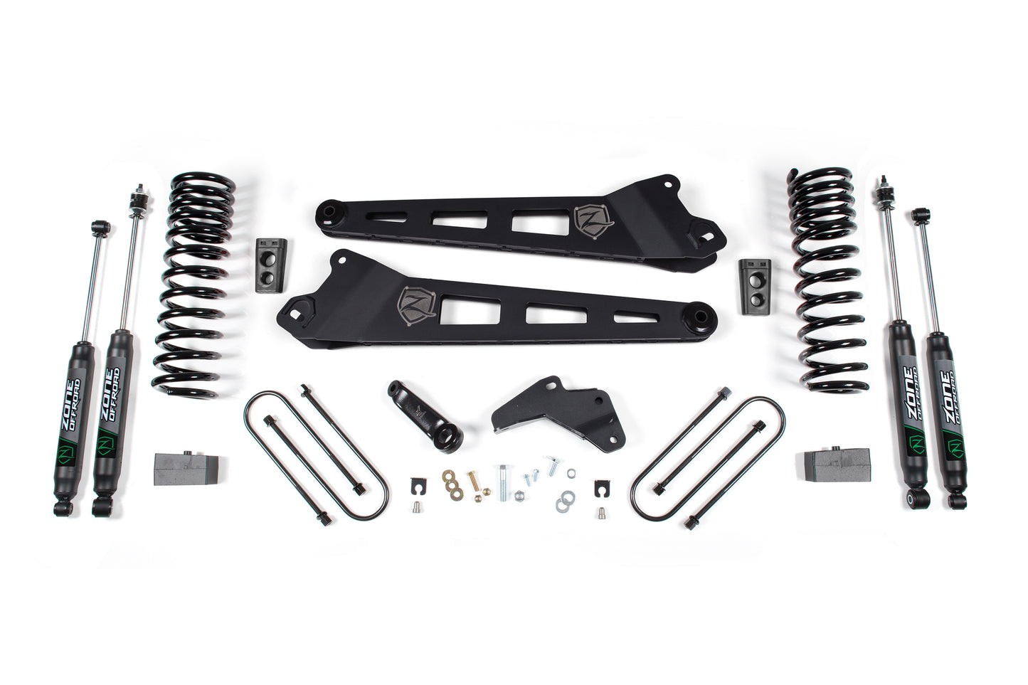 13-18 RAM 3500 4.5 Inch Radius Arm Lift Kit 2 Inch Rear Block With Nitro Shocks Zone Offroad-1