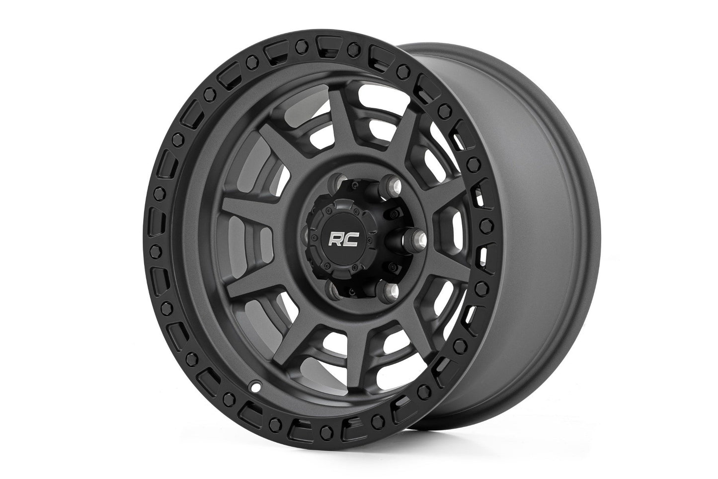 Rough Country 85 Series Wheel | Simulated Beadlock | Gunmetal Gray/Black | 17x9 | 6x135 | -12mm Rough Country