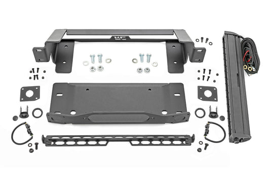 High Winch Mount | All Models | 20 Inch Black Single Row LED | Ford Bronco (21-24) Rough Country