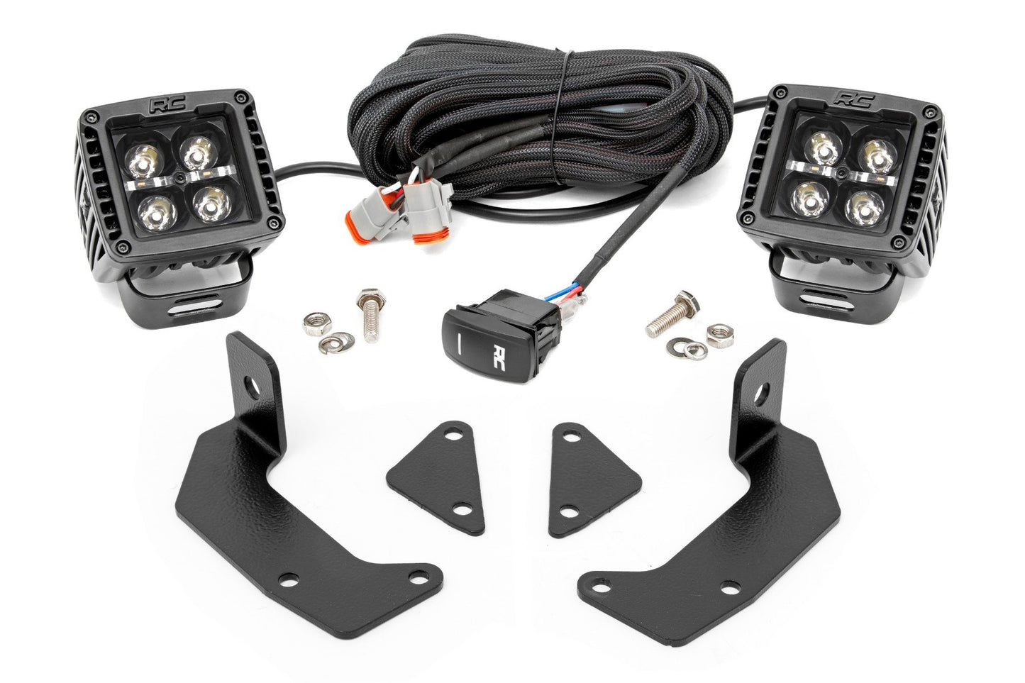LED Light Kit | Cage Mount | 2" Black Pair | White DRL | CFMOTO UFORCE 1000  Rough Country