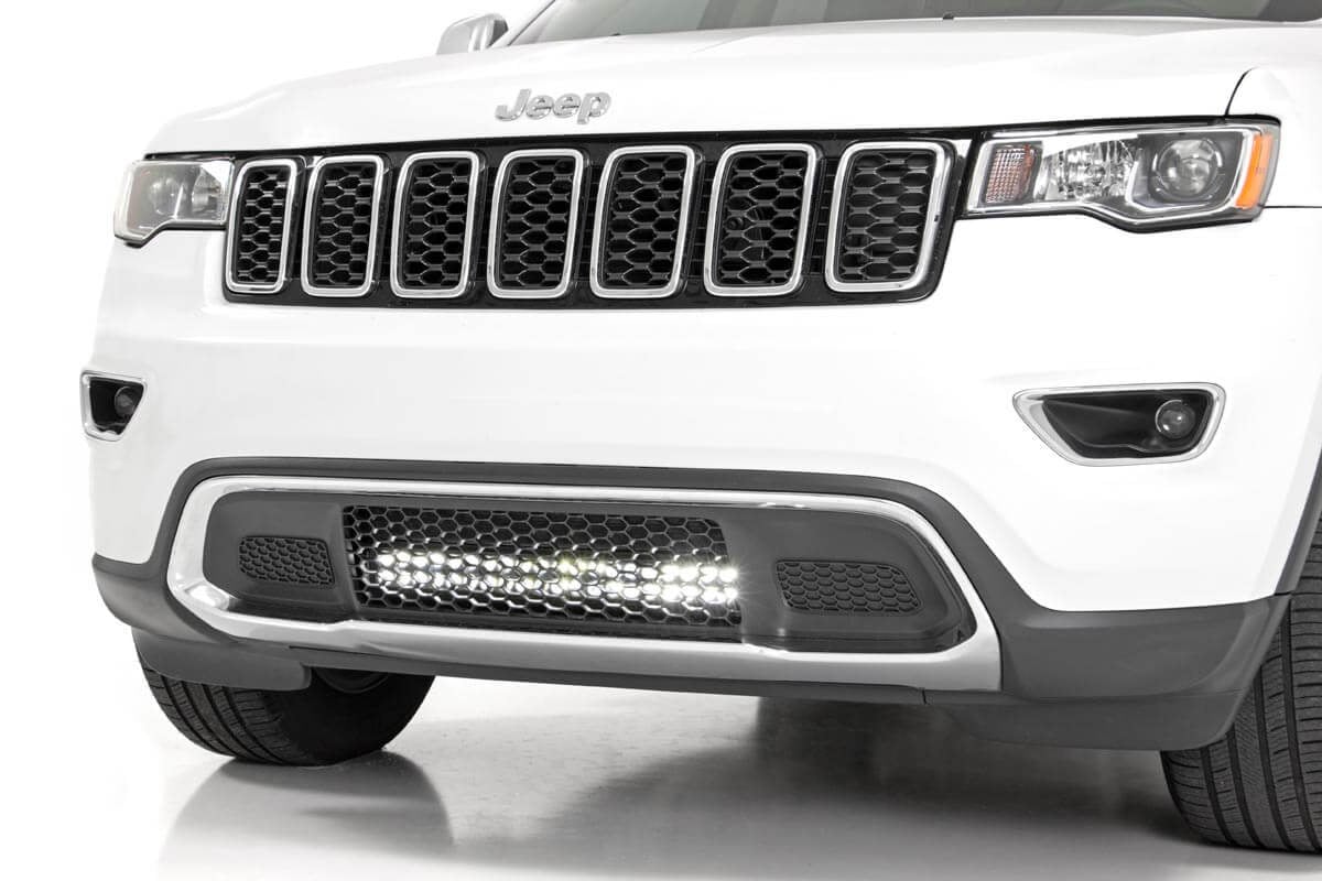 LED Light Kit | Bumper Mount | 20" Black Dual Row | White DRL | Jeep Grand Cherokee WK2 (11-20) Rough Country