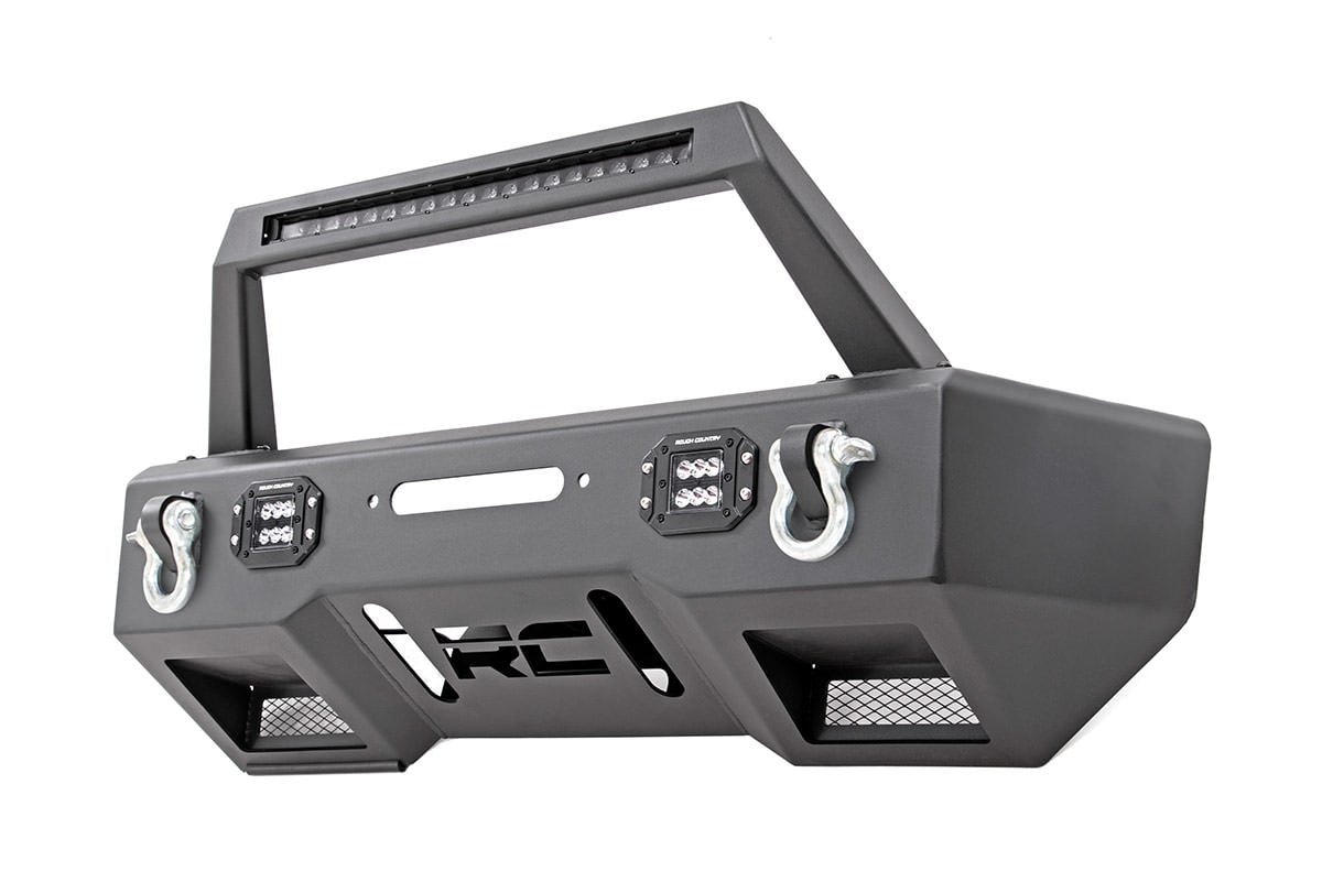 FR Bumper | Stubby | Hoop | BLK LED | Jeep Gladiator JT/Wrangler JK & JL/Wrangler Unlimited Rough Country