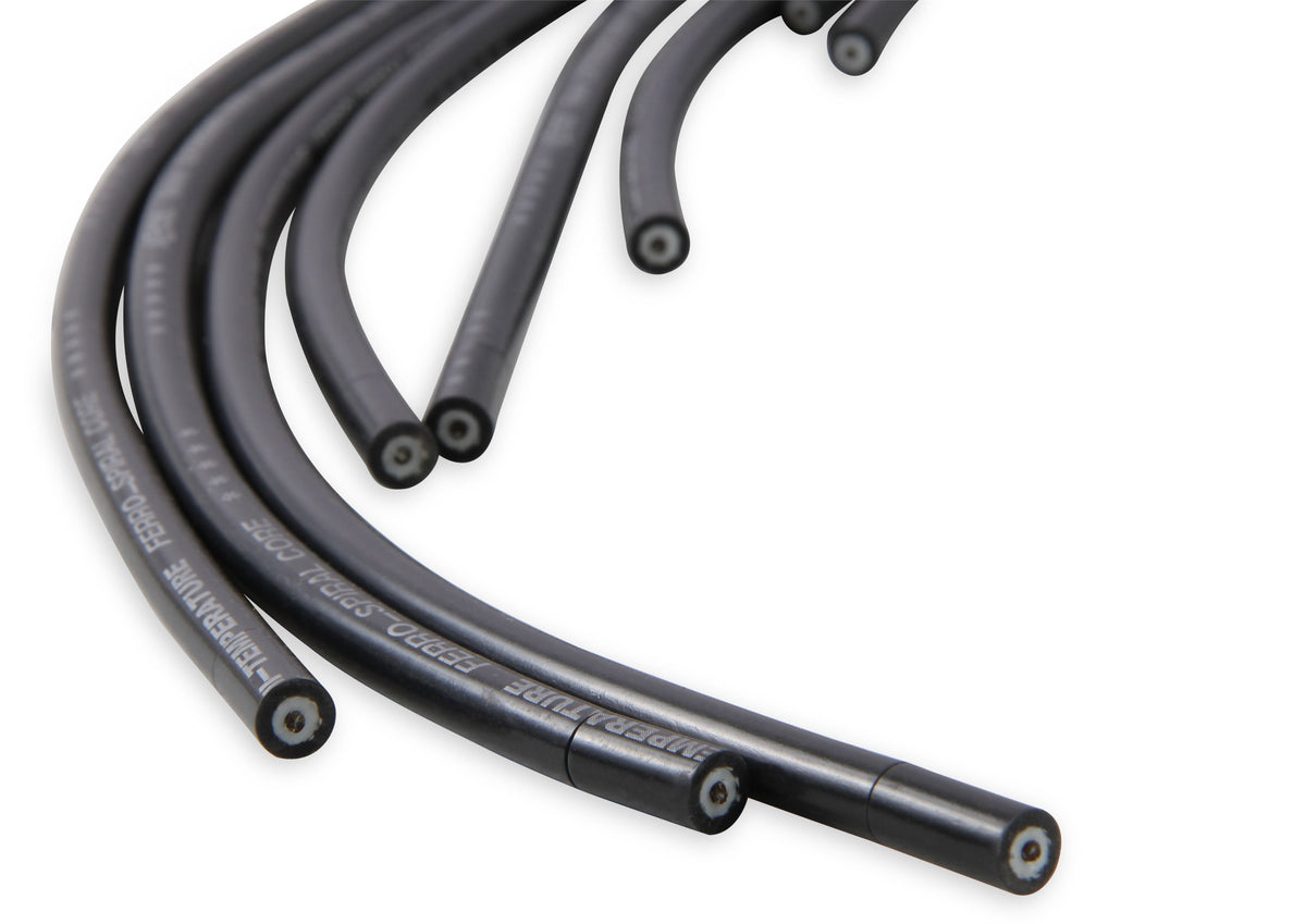 Spark Plug Wire Set Universal 90 Deg White Ceramic Boots 9001C, Spark Plug Wires, Pro Fit Ceramic, Spiral Core, 8Mm, Black, Set ACCEL-5