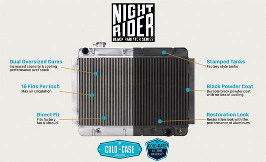 67-76 Chevy GMC Pickup Truck Automatic Aluminum Radiator Black Night Rider Series Cold Case Radiators-1