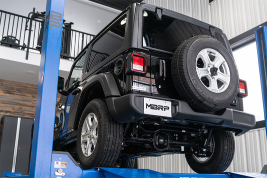 Jeep Cat Back Exhaust System Single Rear Exit Armor Lite Series For 18-Up Wrangler JL 2/4 Door 2.0L, 3.6L MBRP-1
