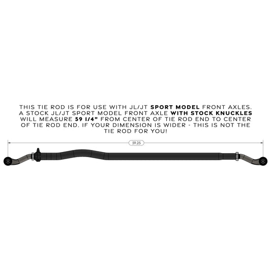 Currectlync Jeep JL/JT Tie Rod Bolts-On In Sport Model High Steer Applications Only 1.65 Inch Dia. Tube Construction Forged Tie Rod Ends Incl. Jam Nuts And Adjusters RockJock 4x4-1