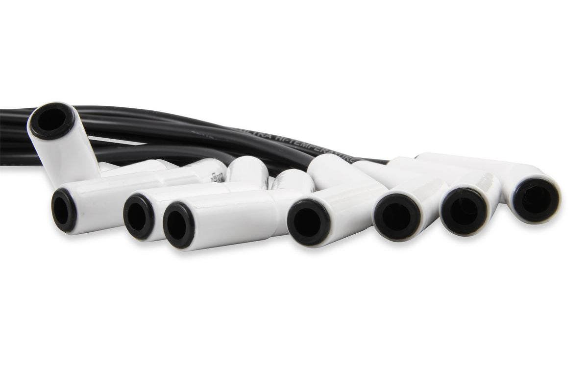 Spark Plug Wire Set Universal 135 Deg White Ceramic Boots 9002C, Spark Plug Wires, Pro Fit Ceramic, Spiral Core, 8Mm, Black, Set ACCEL-5