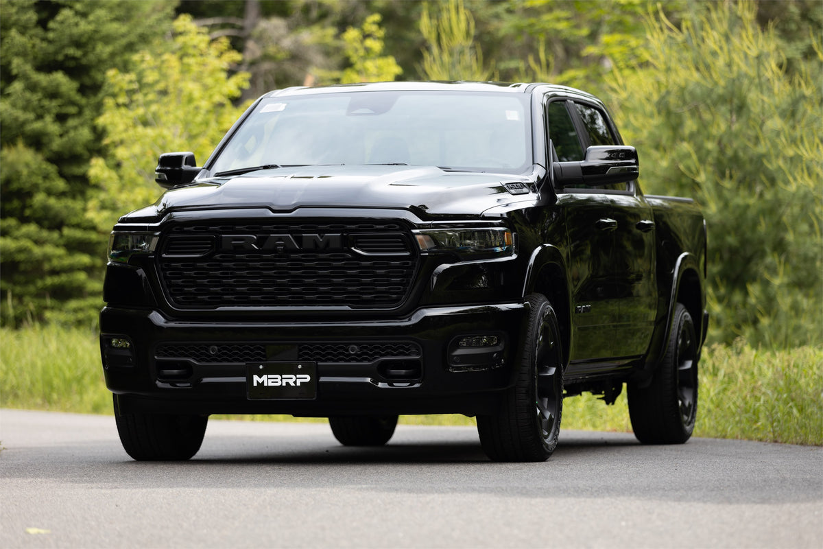 2025-Up Ram 1500 3.0L SST SO Armor BLK 3 inch Cat-back 2.5 Inch Dual Split Rear Exhaust with Black Tips MBRP-9