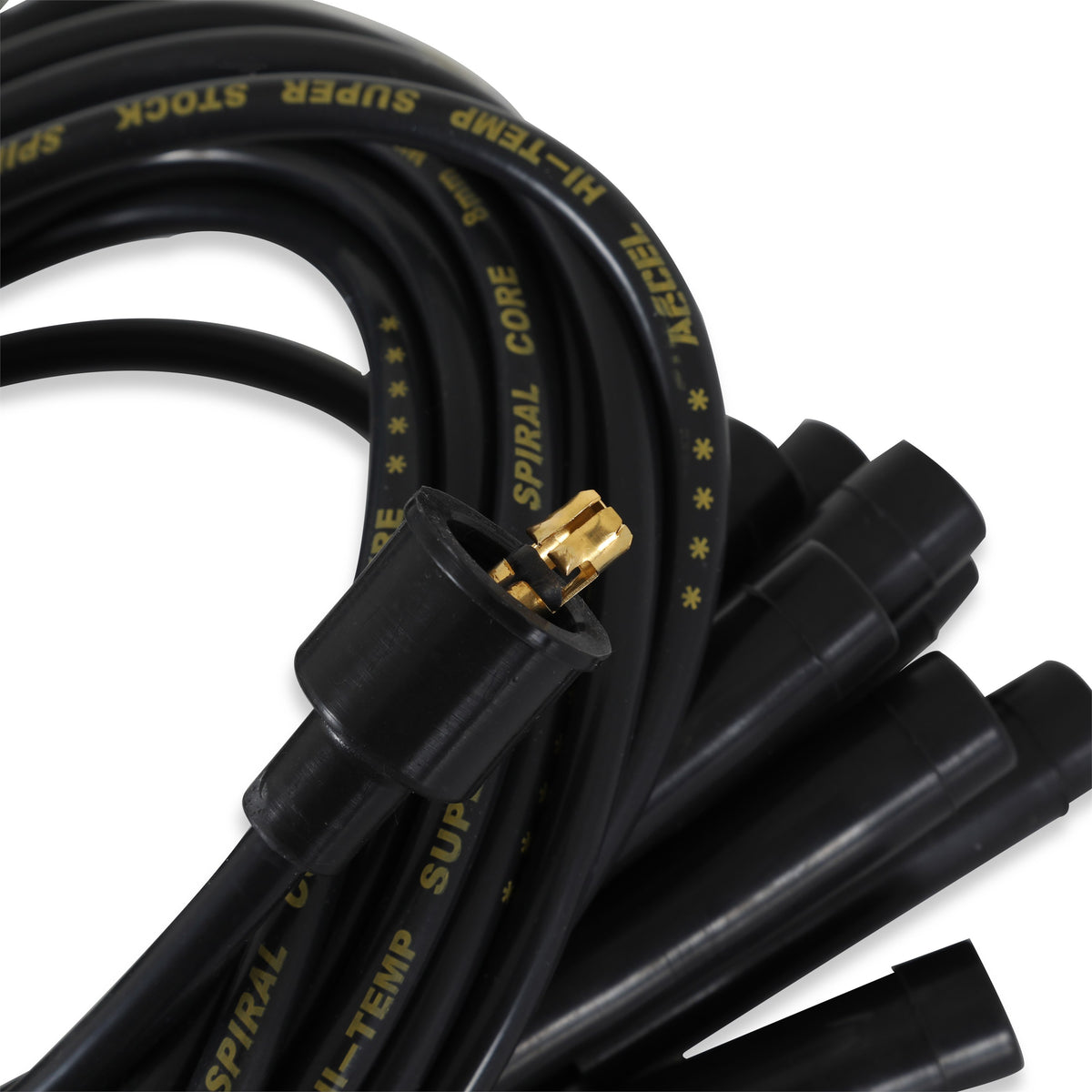 Spark Plug Wire Set 8MM Universal Black Wire With Black Straight Boots 5040K, Spark Plug Wires, Super Stock, Spiral Core, 8Mm, Black, Set ACCEL-2