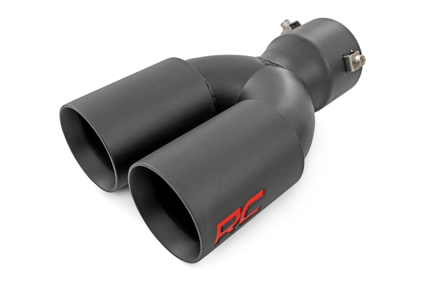 Exhaust Tip | Black | Red RC Logo | 2.5-3 Inch Pipe Single Inlet | Dual Outlet Rough Country