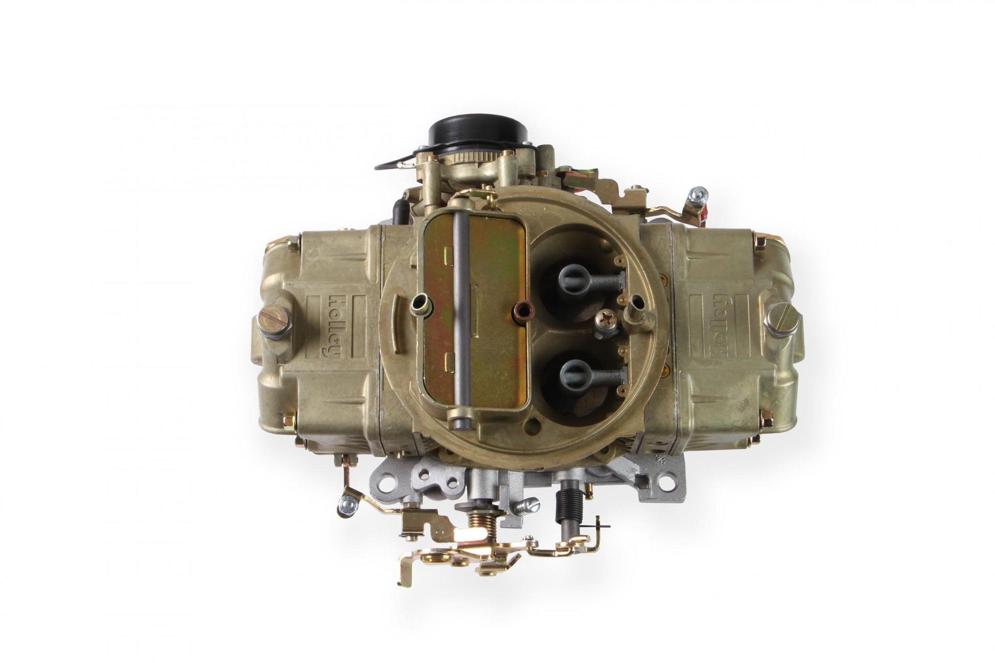 Classic Double Pumper Carburetor 750 CFM 4150 Mechanical Secondaries Gold Dichromate Gasoline Holley-1