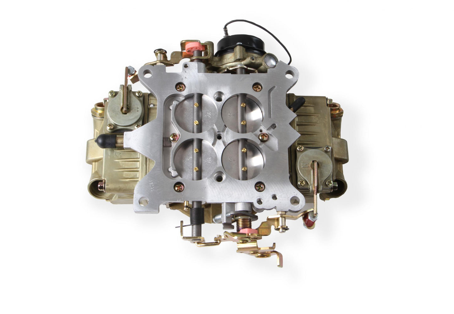 Classic Double Pumper Carburetor 750 CFM 4150 Mechanical Secondaries Gold Dichromate Gasoline Holley-4