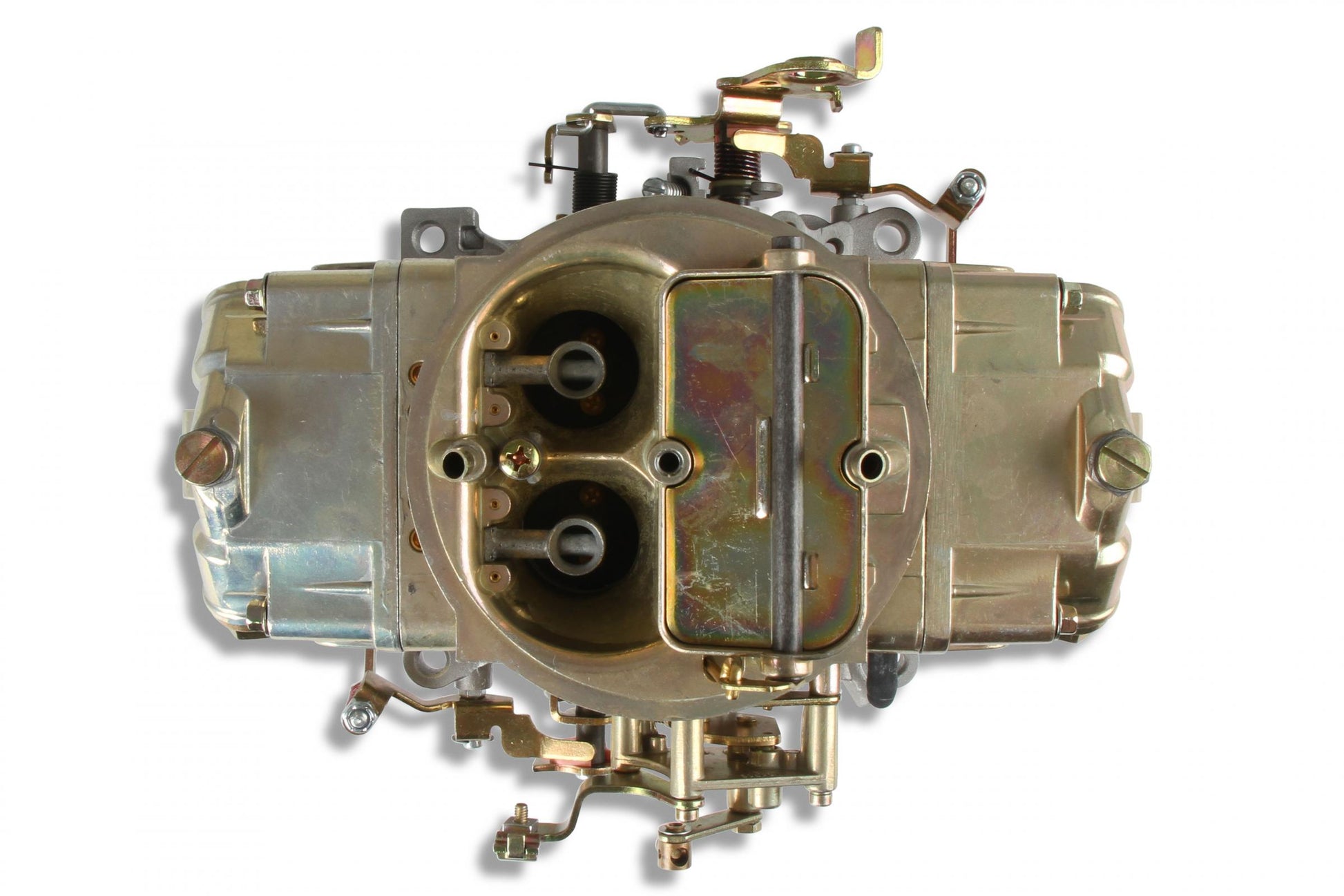 Double Pumper Carburetor 750 CFM 4150 Mechanical Secondaries Gold Dichromate Gasoline Holley-6