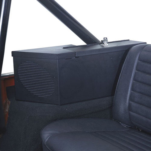 Speaker/Storage Lockbox w/ Roll Bar Cutout - 55-86 CJ / 87-91 Wrangler YJ 6-9 inch Locking Black Set of 2 Products Tuffy Security