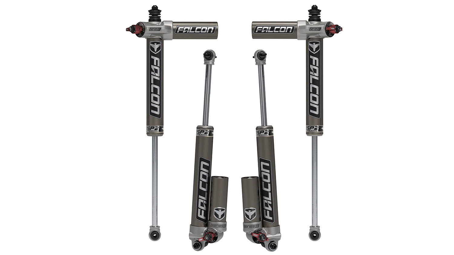07-18 Jeep Wrangler JK 4 Door SP2 3.3 Fast Adjust Piggyback Shock Kit 3-4.5 Inch Lift Falcon Shocks