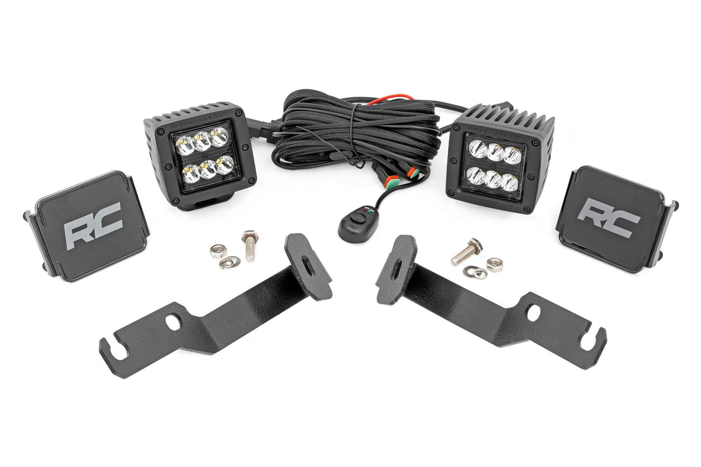 LED Light Kit | Ditch Mount | 2" Black Pair | Spot | Toyota Tacoma (05-15) Rough Country