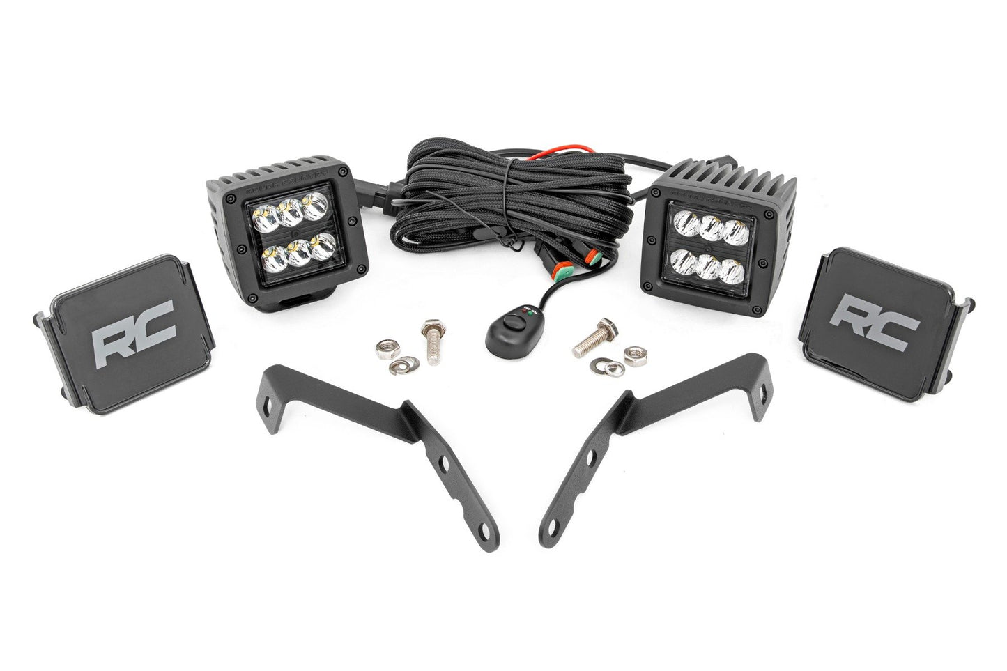 LED Light Kit | Ditch Mount | 2" Black Pair | Spot | Chevy 1500 & Chevy/GMC 2500HD/3500HD (07-14) Rough Country