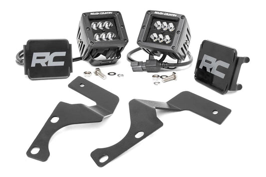 LED Light Kit | Ditch Mount | 2" Black Flood Pair | Toyota 4Runner (10-24) Rough Country