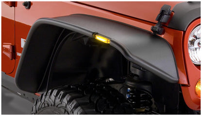 Black Jeep Flat Style Textured Finish Front Fender Flares For 2007-2018 Jeep Wrangler JK Bushwacker