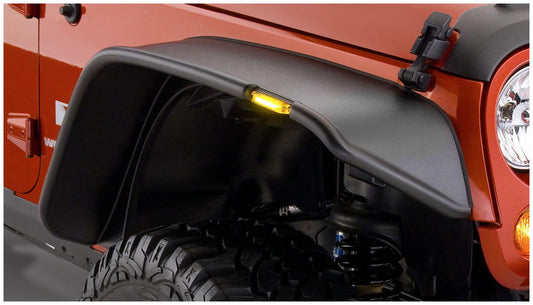 Black Jeep Flat Style Textured Finish Front Fender Flares For 2007-2018 Jeep Wrangler JK Bushwacker