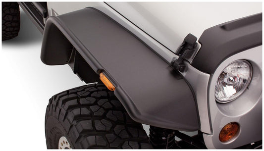 Black Jeep Flat Style Textured Finish Front Fender Flares For 2007-2018 Jeep Wrangler JK Bushwacker-1