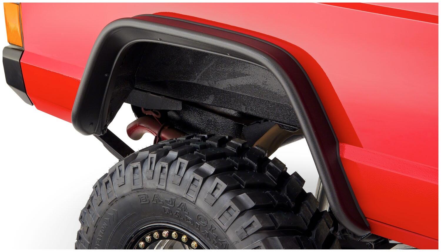 Black Jeep Flat Style Textured Finish Rear Fender Flares For 1984-2001 Jeep Cherokee Bushwacker-1