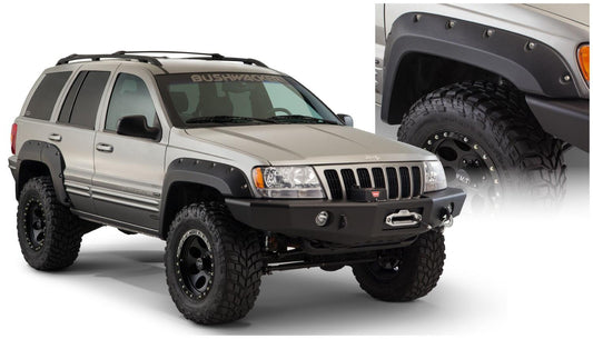 Black Jeep Cutout Style Textured Finish Front Fender Flares For 1999-2004 Jeep Grand Cherokee Bushwacker