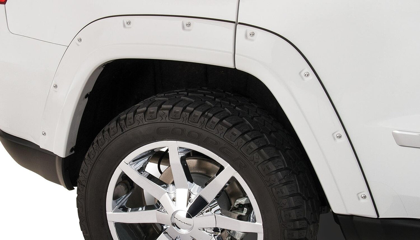 Black Pocket/Rivet Style Smooth Finish Rear Fender Flares For 2011-2016 Jeep Grand Cherokee (Excludes SRT8) Bushwacker