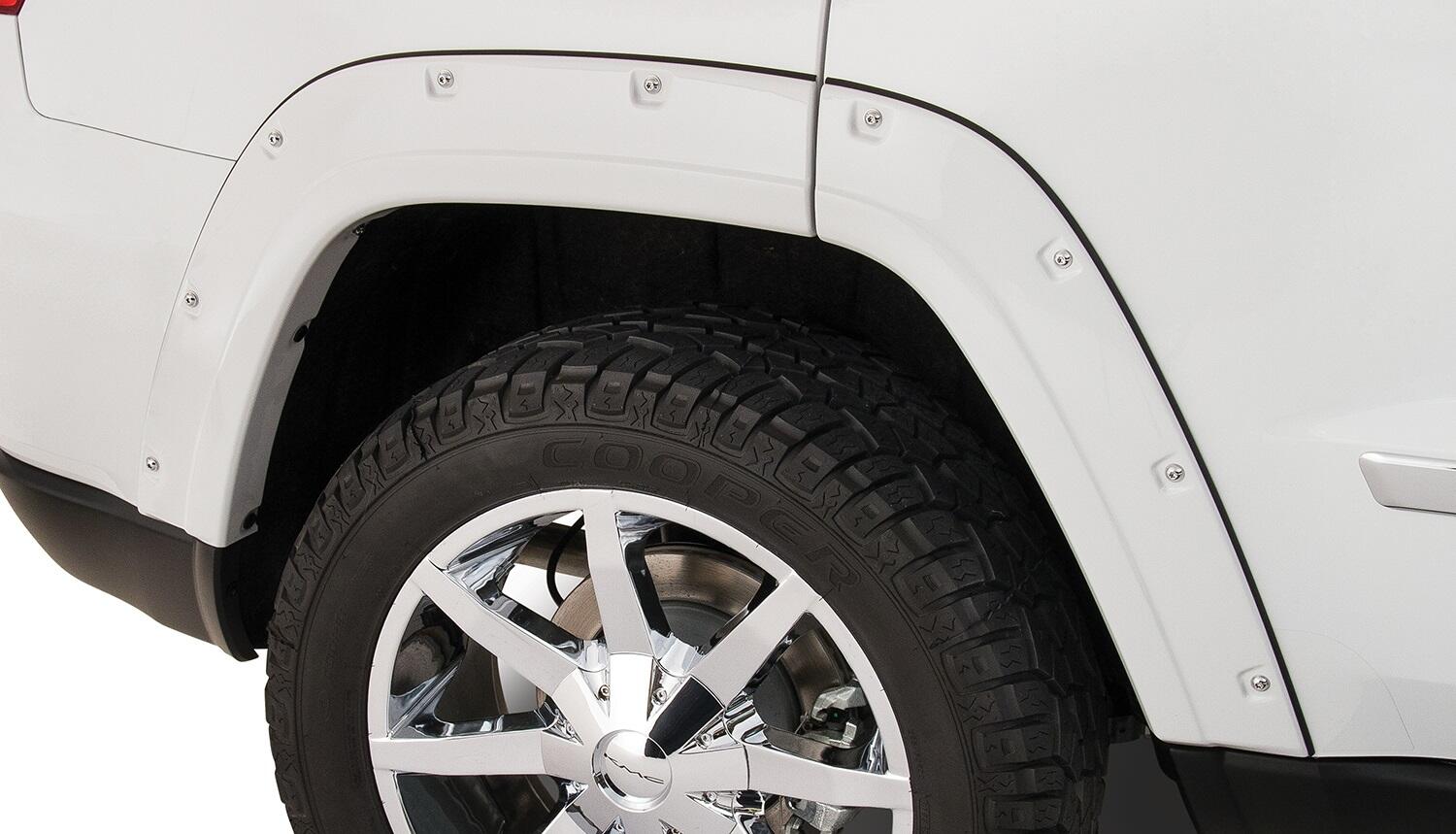 Black Pocket/Rivet Style Smooth Finish Rear Fender Flares For 2011-2016 Jeep Grand Cherokee (Excludes SRT8) Bushwacker