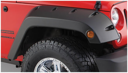 Black Pocket/Rivet Style Smooth Finish Front Fender Flares For 2007-2018 Jeep Wrangler JK Bushwacker-1